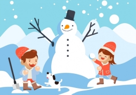 Winter background playful children snowman icons cartoon characters Free  vector in Adobe Illustrator ai ( .ai ) format, Encapsulated PostScript eps  ( .eps ) format format for free download 2.21MB